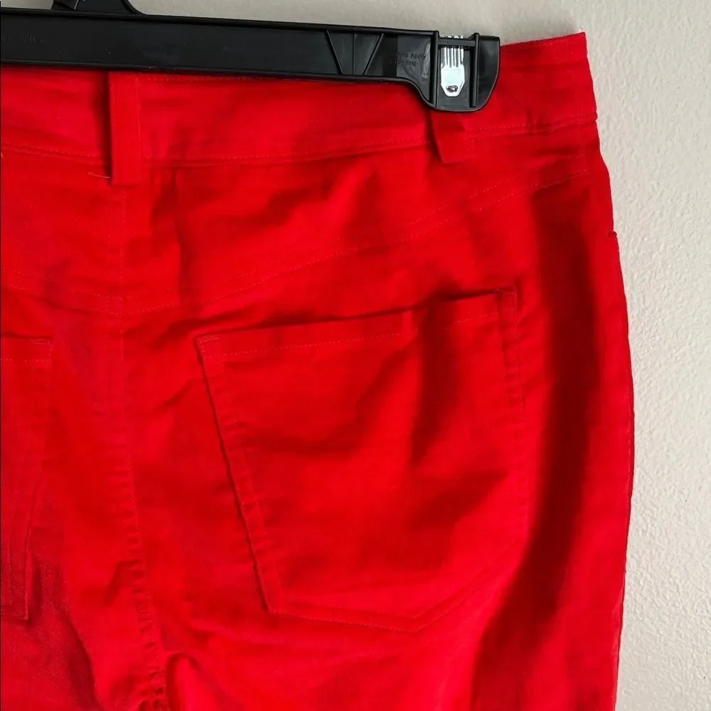 Halogen x Atlantic-Pacific Red Velveteen cropped Kick Flare Pants Women’s size 6